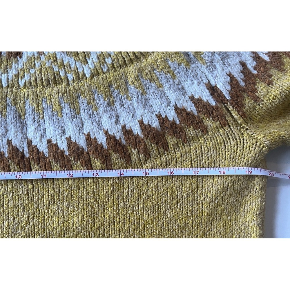 American Eagle Women's Size M Sweater Mustard Yellow Fair Isle Crop Brown Yellow - Picture 7 of 8